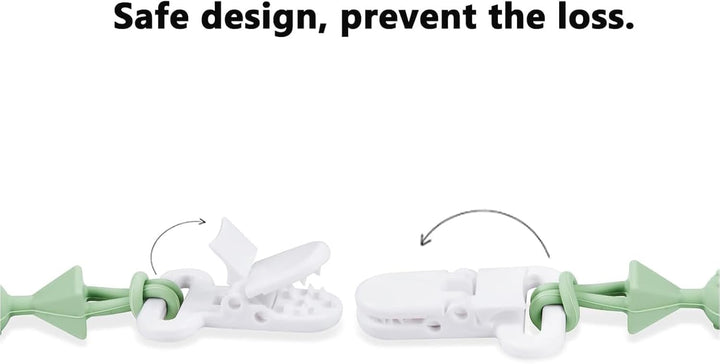 7 Pack Silicone , One Piece Design Pacifier Holder for Baby Boys & Girls, Teething Toys Teethers