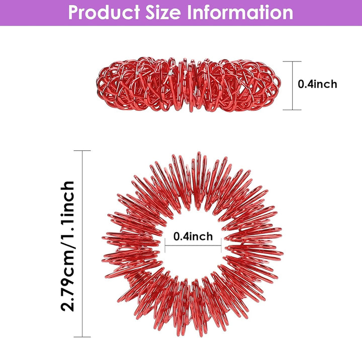 12 Pieces Acupressure Rings-Spiky Sensory Finger Rings Acupuncture Rings Fidget for Silent Stress Reducer and Massager Improves Blood Circulation