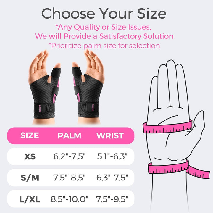 Ergonomical Thumb Support for Arthritis, Breathable and Soft Thumb Splint, Right Hand or Left Hand Thumb Brace for Trigger Thumb,Tendonitis,Sprain.Fit Both Women and Men(S/M Pink/Black)