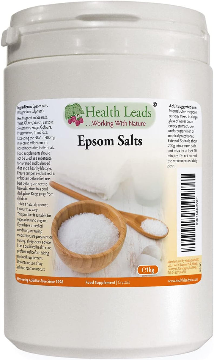 Pure, Food Grade Epsom Salts, Magnesium Sulphate, Vegan, Non-Gmo, Widely Used to Help Relax Aching and Tired Muscles after Sports and Exercise, Resealable Container, Easy to Use (400G)