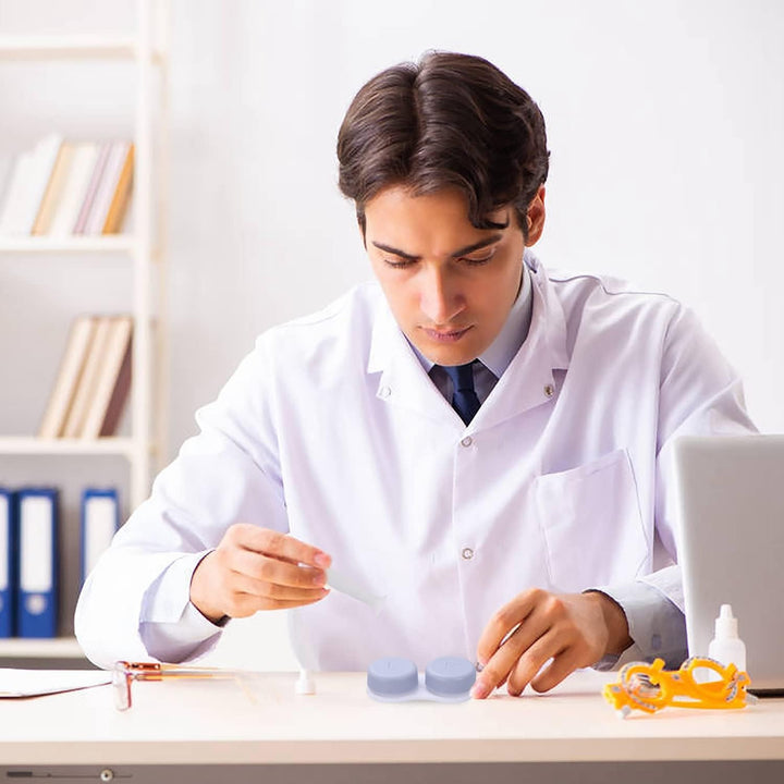 4 Pack Contact Lens Cases, Contact Lens Container Box Portable Travel Contact Lens Case Left/Right Eyes Contact Lens Holder with Storage Box Tweezers Wearing Stick