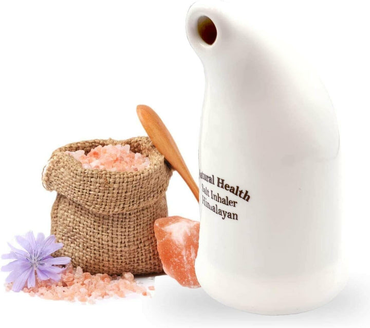 Himalayan Salt Inhaler Pipe Ceramic Filled with 100% Pure Himalayan Salt Boost Respiratory Strength Lungs for Allergy Relief