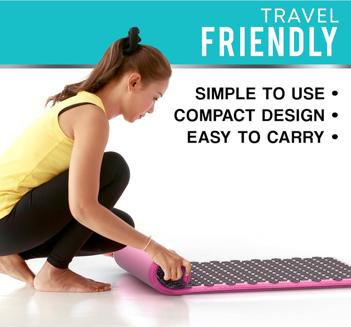 Acupressure Body Mat and Pillow - Yantra Shakti Massage Mat Long - Relieve Back and Neck Pain, Relax Muscles, Relieve Insomnia - Includes Washable Cover, Travel Bag