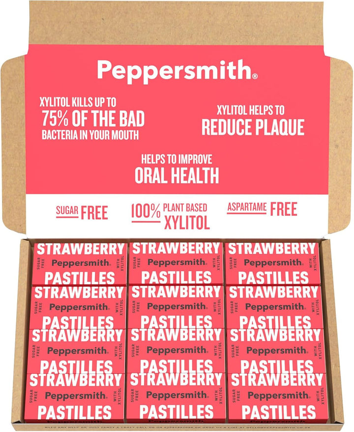 - British Peppermint Mints - 100% Plant Based Xylitol - Breath Freshener - Sugar Free Mints - Benefits Oral Health - Pocket Packs - 12X15G