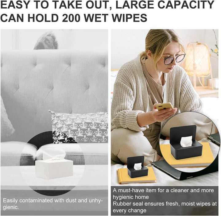 Wet Wipes Dispenser Box, Toilet Wipes Dispenser Box, Dustproof Tissue Storage Box, Baby Water Wipes Dispenser Holder Keep Wipes Fresh with Lid Seal Reusable Wipes Box for Home Office Desk