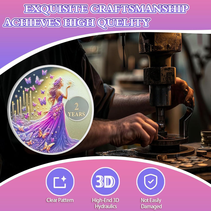 Butterfly Fairy 2 Year Sobriety Chip, Sober Women Two Year Sober Chip - Clean AA Chips and Medallion - Recovery Affirmation NA AA Coin - Narcotics Alcoholics Anonymou Sobriety Gifts for Women