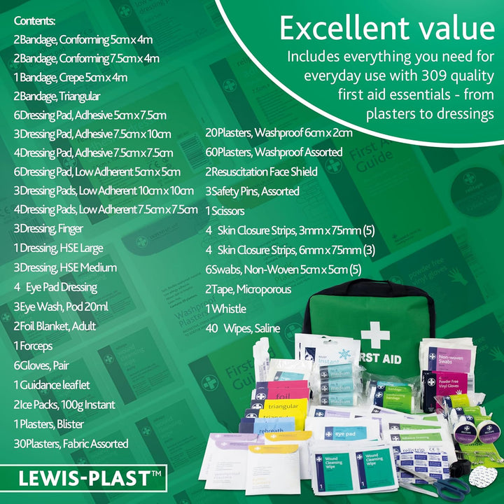 First Aid Kit Bag - 309 Piece Survival Kits - Safety Essentials for Travel Car Home Camping Work Hiking,Green