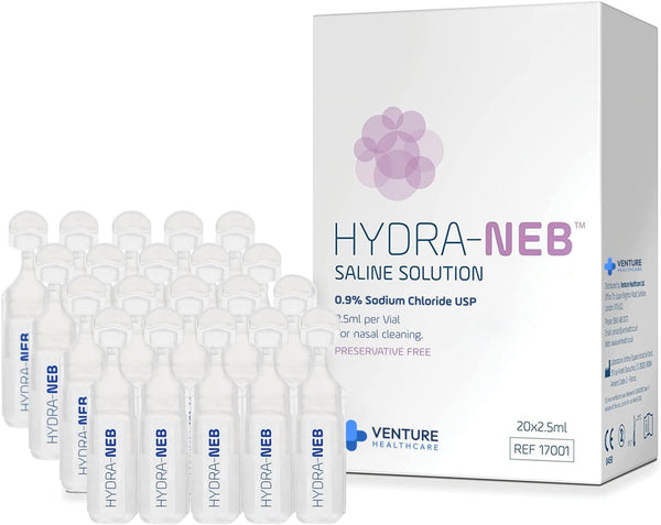 50Ml Isotonic Saline Solution 0.9% Nacl - Inhalation Solution for Nebuliser – Reduce Mucus and Allergy Symptoms - Nebuliser Saline Solution for Humidyfing Airways