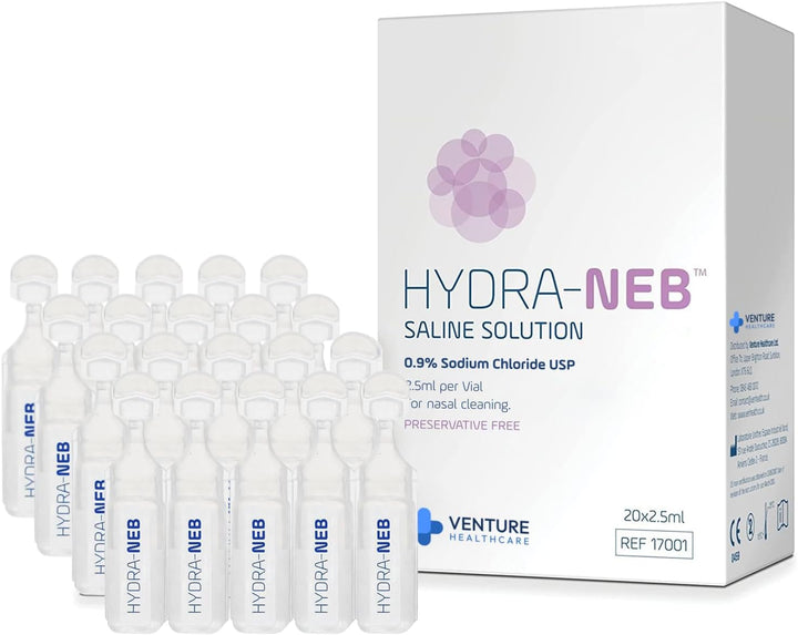 50Ml Isotonic Saline Solution 0.9% Nacl - Inhalation Solution for Nebuliser – Reduce Mucus and Allergy Symptoms - Nebuliser Saline Solution for Humidyfing Airways