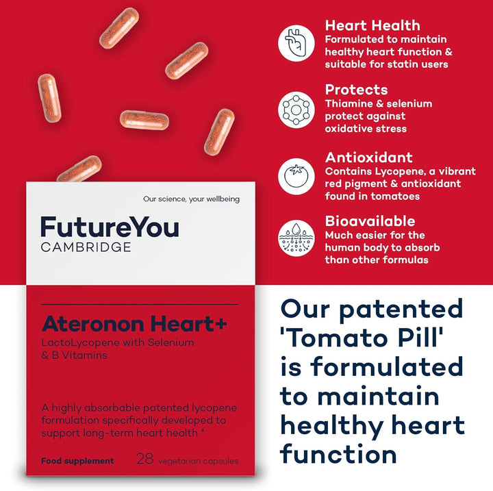 Ateronon Heart+ Health Capsules – 28X Heart Capsules with Lycopene & Vitamin B – the Original Tomato Pill – 28 Day Supply – Heart Vitamins by  Cambridge