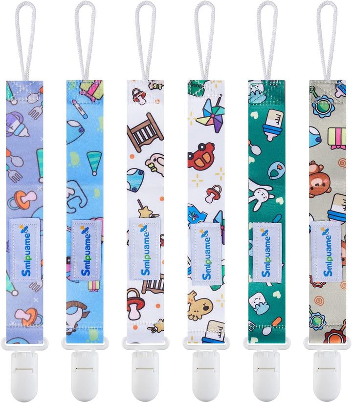 Dummy Clips Girl,6 Pack BPA Free Soother Chain,Pacifier Holder Clips for Teether Toy,Baby Dummy Strap Clip Universal Design Fit All Pacifiers Baby Teething Toys,Newborn Baby Shower(Fruit)