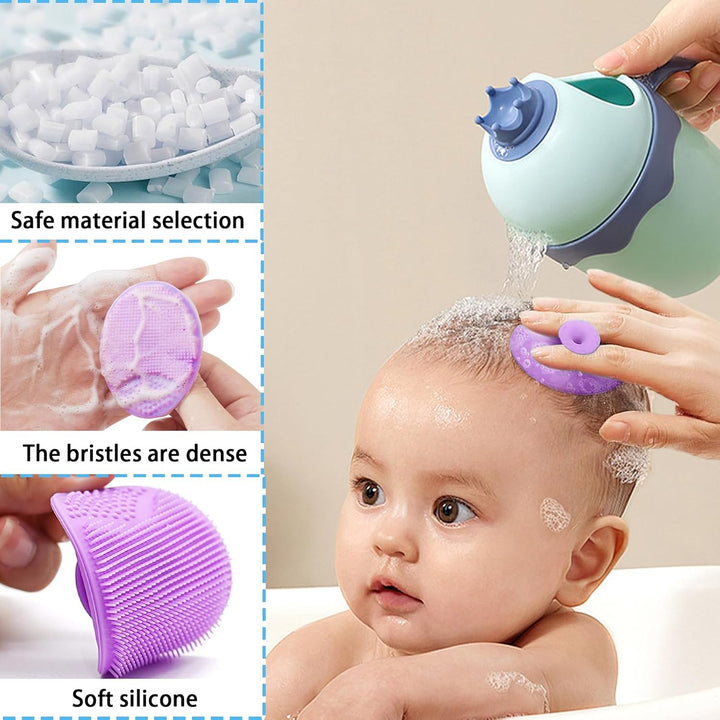 3 Pcs Baby Brush, Baby Hair Brush, Silicone Baby Comb with Oval Shampoo Brush and Flower Shampoo Brush for Newborns, Infants