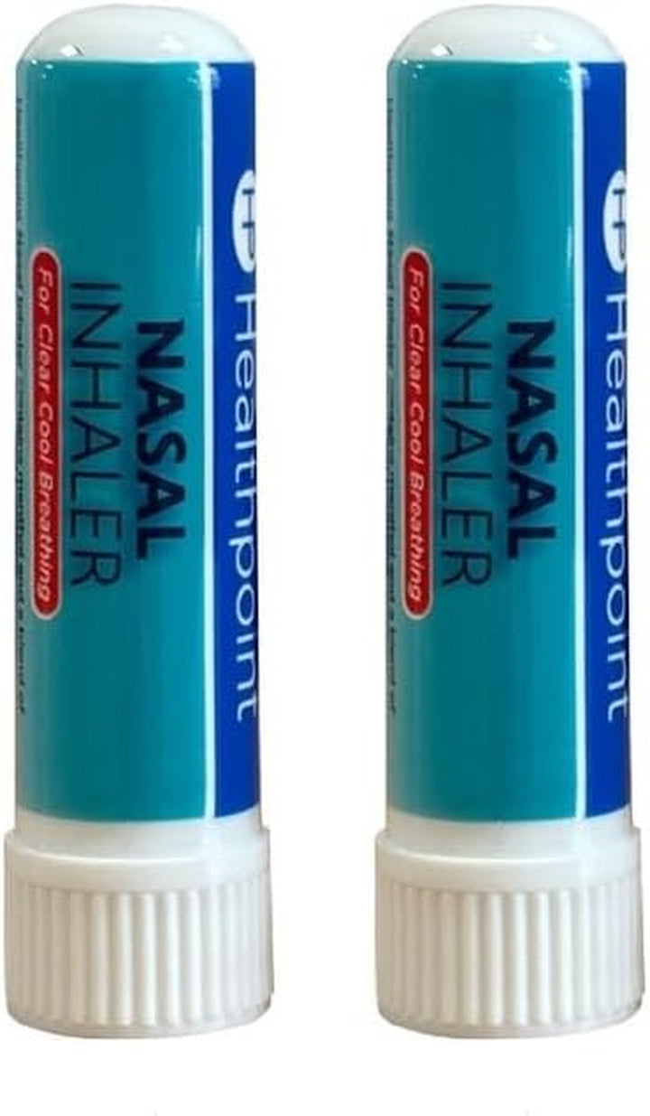Nasal Inhaler, Pack of 2, for Relief from Blocked Sinuses, Catarrh, Colds and Flu, Helps Stuffy and Blocked Nose, Peppermint and Eucalyptus Oil for Clear Cool Breathing, Easy to Use