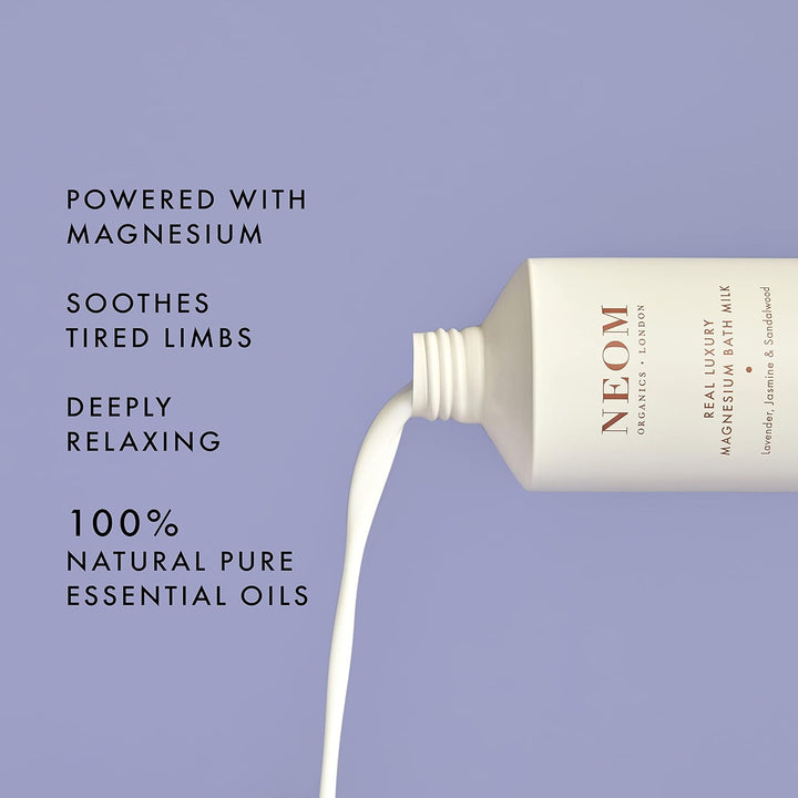 Real Luxury Magnesium Bath Milk, 300Ml I 100% Natural Lavender, Jasmine and Sandalwood I Milky Texture I Relaxing I Soothing I Relieve Sore and Tired Muscles.
