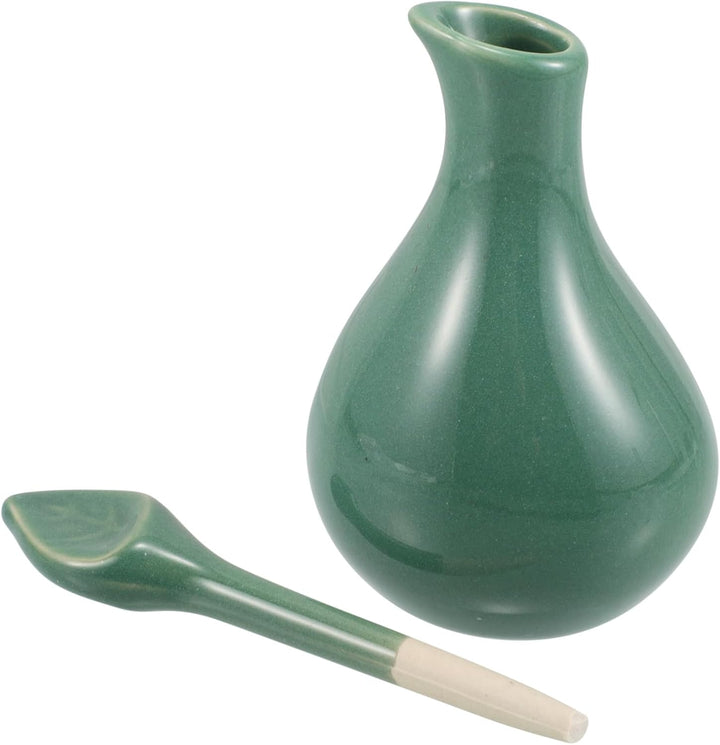 Ceramic Essential Oil Bottle for Aromatherapy Spa with Glaze Finish - Massage Oil Jar for Thai Massage Beauty Salons Fragrance Dispenser Versatile Usage - 10.5X5.0Cm