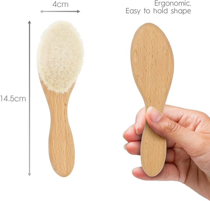 ® Natural Baby Hair Brush Soft | Safe Wooden Handle & Smooth Goat Bristles for Newborns Toddlers | Maintain Scalp Health, Prevent Cradle Cap | Girl Boy Gift Registry