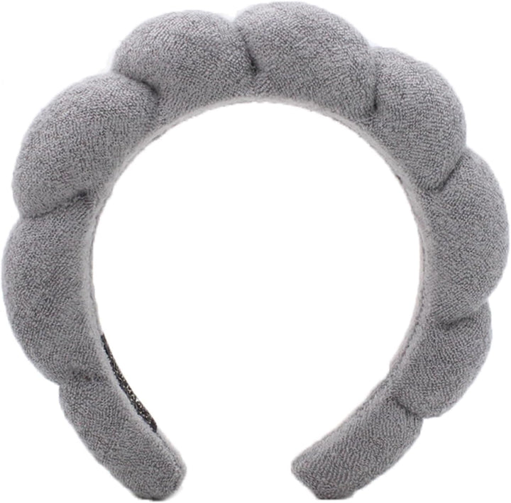 Puffy Makeup Headband Spa Headbands for Women Sponge & Terry Towel Cloth Fabric Cute Skincare Headband for Face Washing, Makeup Removal, Shower, Facial Mask (Pink)