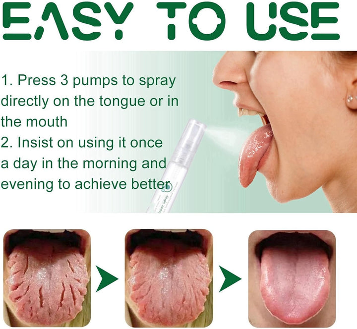 Tongue Repair Spray,Moisturizing Dry Mouth Spray,Fissured Tongue Relief Spray,Instant Dry Mouth Relief,Breath Freshener Spray for Tongue Relief,Tongue Relief Treatment,For White Coating/Bad Breath