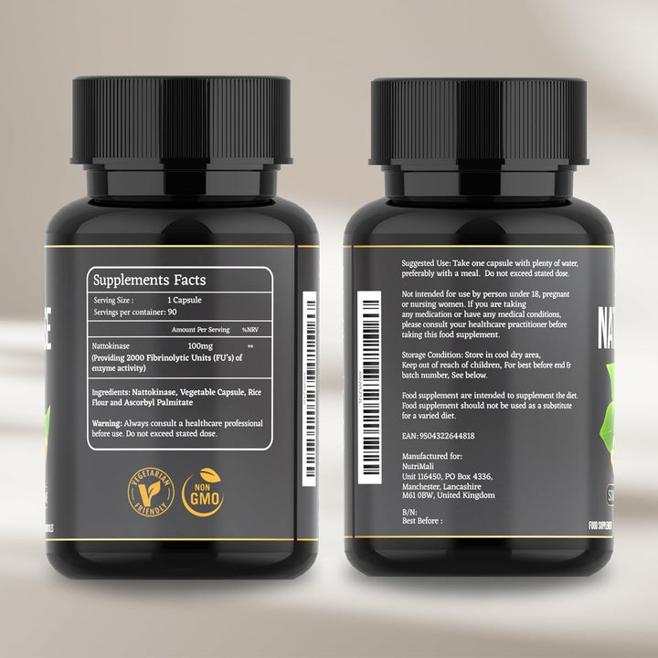 Premium Nattokinase 2000-4000 FU | 90 Vegan Capsules | Source of Natto Enzyme | Non-Gmo, Gluten-Free, Soy-Based | Natural, Japanese Fermentation | Protein Enzyme Supplement