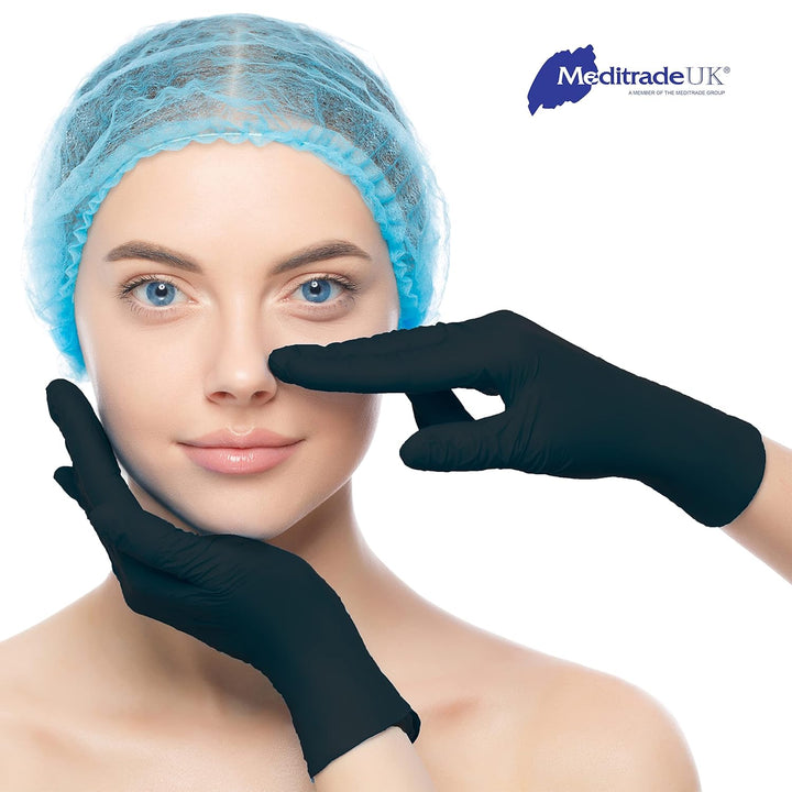 Nitril® Black Nitrile Examination Gloves - Powder-Free, Latex-Free, Multi Use Protective Exam Gloves - Size Medium - Black - 100Pcs