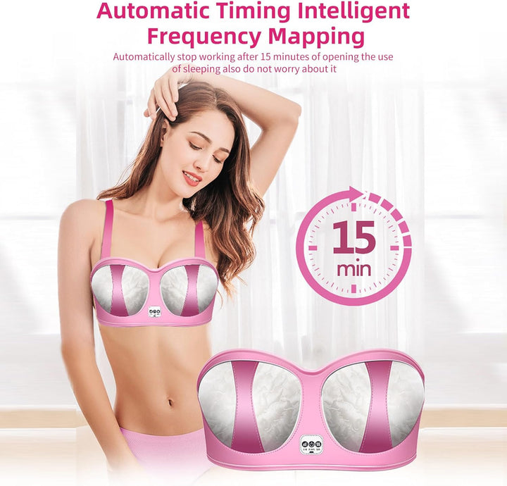 Electric Breast Massagers, Breast Enhancer Massager Bra, USB Wireless Bust Lift Massager, Portable Breast Enlargement with Hot Compress & 3 Gear Massage for Shaping Chest Anti-Sagging (Purple)