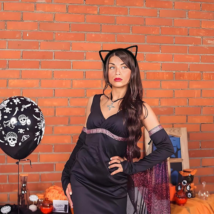 Cat Ears Headband,Halloween Headbands for Women Kids,Alice Hair Band,Catwoman Costume Hair Accessories(Black)