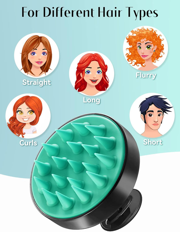 Scalp Massager Hair Growth, Shampoo Brush with Soft Silicone Bristles for Hair Care and Head Relaxation, Ergonomic Scalp for Women/Men/Pet-Black&Turquoise