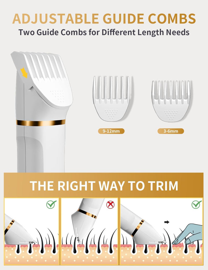 Women'S Razor, 3-In-1 Women'S Electric Shaver for Body, Pubic and Nose, Intimate Shaver for Women, IPX7 Waterproof, Wet and Dry Use, Rechargeable Trimmer for Women with USB Charging Status