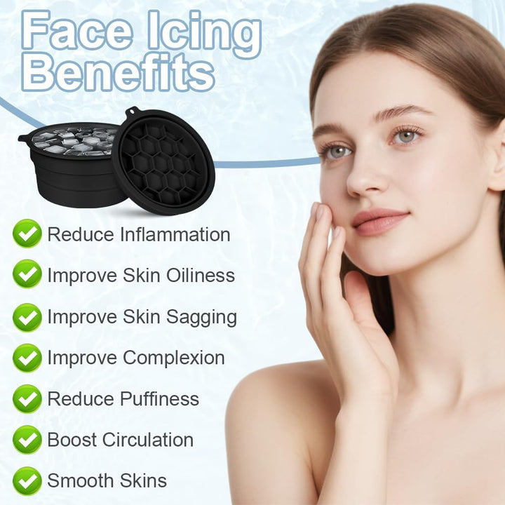 Face Bowl for Ice,Foldable Facebowl with Built-In Icetray, Portable Quick Cooling Facial Washing Basin for Soothe Skin, Wash Basin for Home Use or Travel