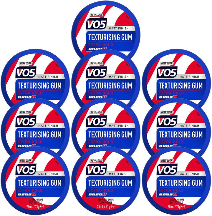 VO5 Texturising Gum with Extra Firm Hold for Natural & Stylish Look for Men Offers an All-Day Hold and Ideal for Extreme Styling, Smoothing, Separating, and Texturizing, 75Ml (Buy 4)