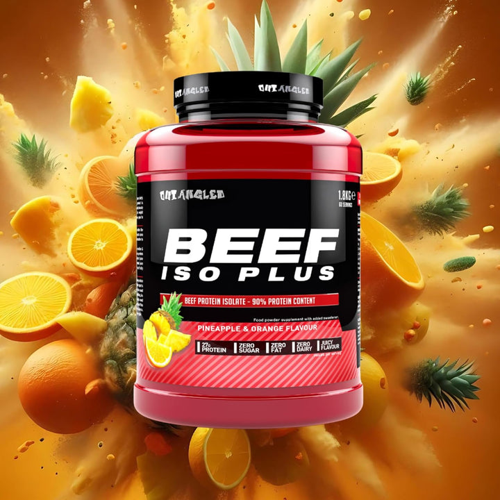 Beef Protein Isolate Powder Pineapple Orange 1.8Kg, High Protein, Zero Fat and Sugar | Halal, Paleo and Keto Friendly, Dairy and Gluten Free