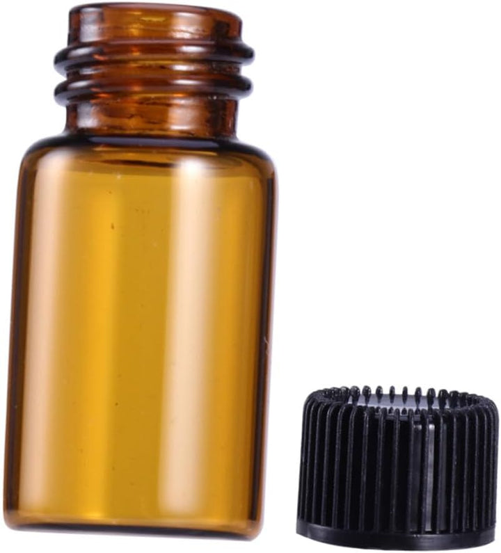 10 Pcs Mini Dark Brown Glass Vials with Grain Lid and Hole Plug Leak-Resistant Bottles for Essential Oils Perfumes Chemistry Samples Portable Travel Dispenser