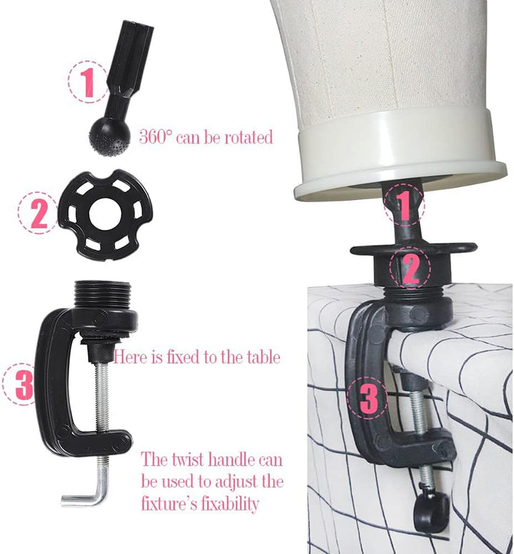 21 Inch Canvas Wig Head Mannequin Head with T Pins and Clamp Stand Canvas Block Head for Wig Making/Display/Styling 21 Inch