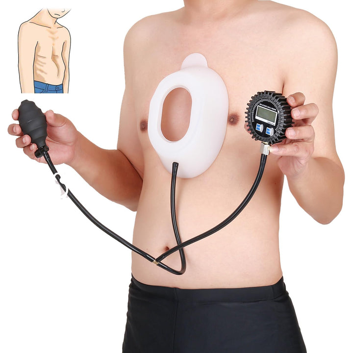Pectus Excavatum Orthosis Brace, Pectus Excavatum Vacuum Bell with Pressure Gauge, Sternal Depression Support for Sunken Chest, Physical Chest Correction for All Ages (L)