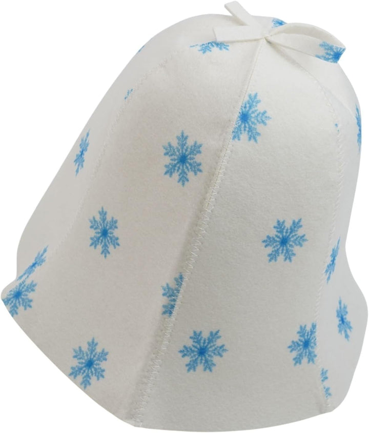 Thickened Wool Felt Sauna Hat Steam Room Cap Spring Bath Head Cover Heat for PROTECTION Insulated Hair Drying Accessory Comfortable for Spa Equipment(Blue Snow)