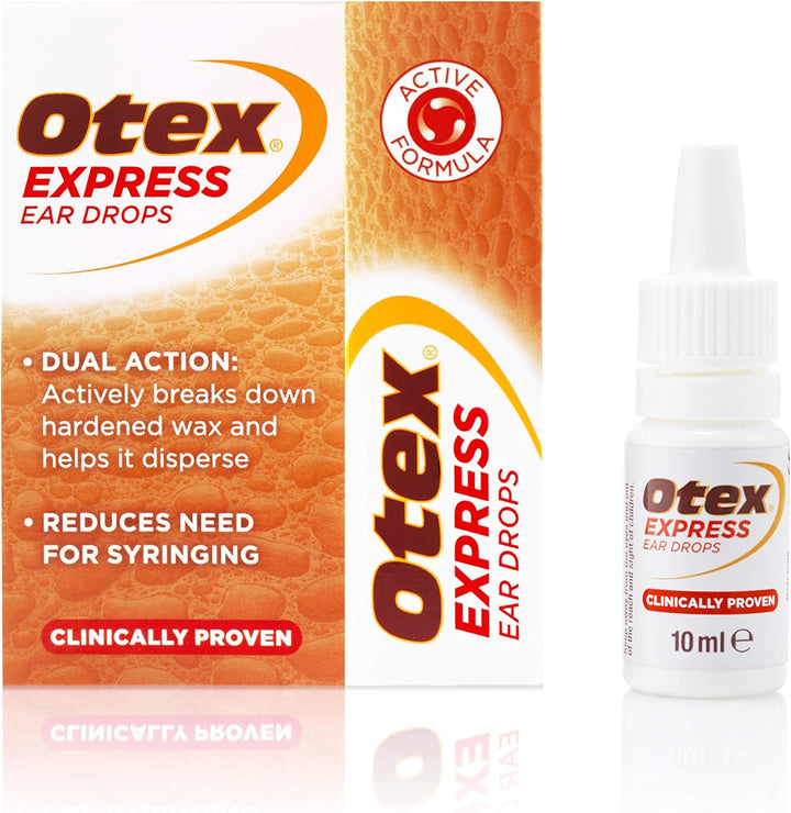 Express Ear Drops. Clinically Proven Ear Wax Removal Drops for Excessive, Hardened Ear Wax. Can Reduce the Need for Syringing or Microsuction, 10Ml