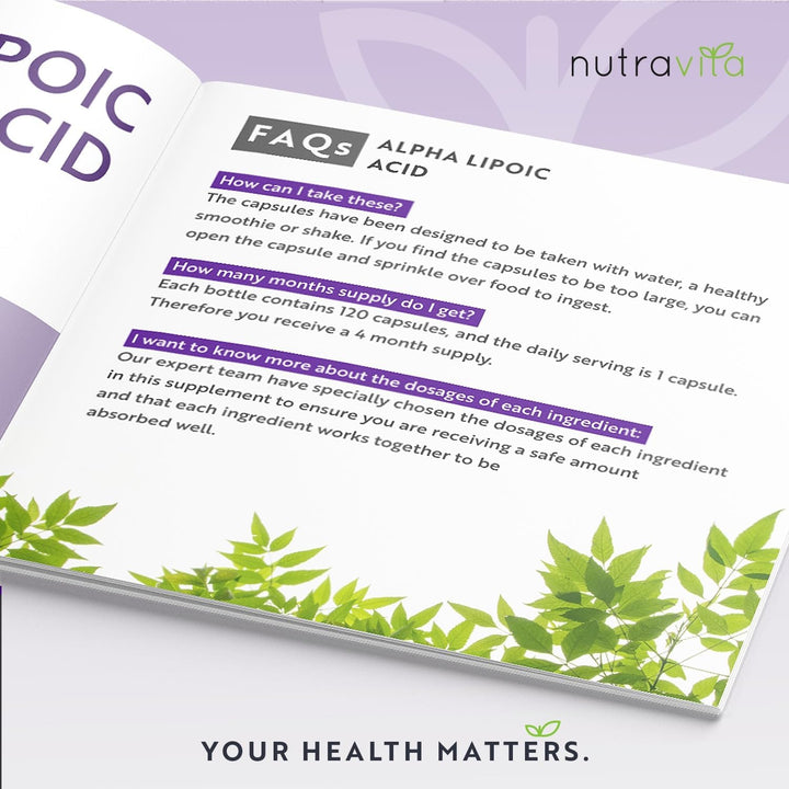 Alpha Lipoic Acid 650Mg – 120 High Strength ALA Vegan Friendly Capsules – 4 Month Supply – Alpha-Lipoic Acid – No Synthetic Binders or Fillers – Made in the UK by