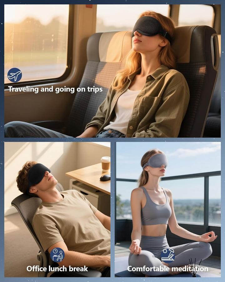 Sleep Mask, 2 Pack of Super Soft and Comfortable Eye Mask for Sleeping, 100% Blackout Sleep Aid Eye Mask for Men & Women with Adjustable Straps, Suitable for Travel, Night Sleeping, Nap