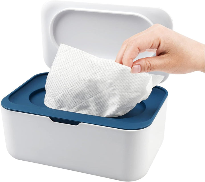 2-In-1 Reusable Wipes Holder/Dispenser with Lid - Dustproof, Keeps Wipes Fresh for Travel, Car, Home and Office (Gray & White)