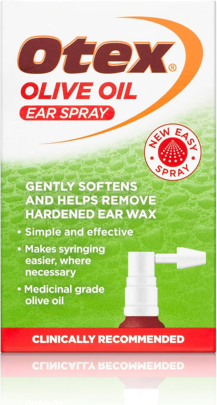 Olive Oil Ear Spray for Natural, Gentle Removal of Excessive, Hardened Ear Wax. Bottle with Spray Applicator 10Ml