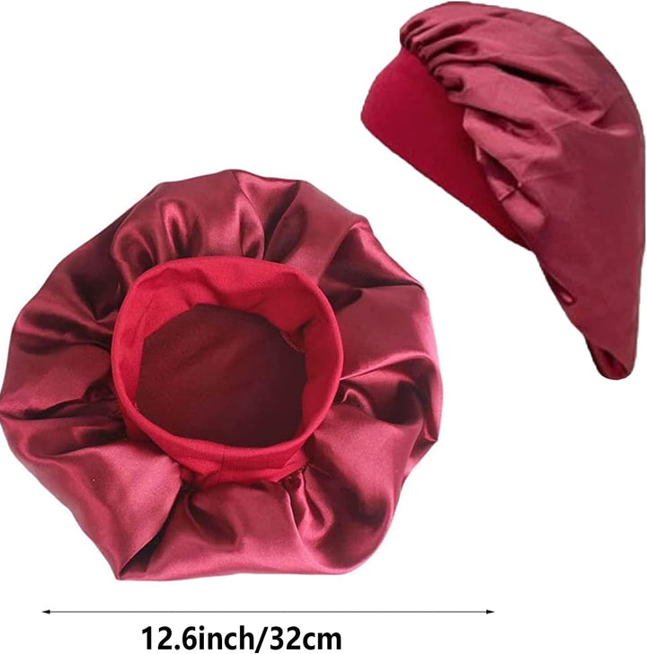 Satin Bonnet, Night Sleep Caps with Wide Elastic Band, Silk Wrap, Soft Head Cover Sleeping Hat for Women and Girls Curly Hair