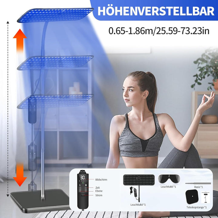 Tanning Lamp for Home, Tanning Lamp with 460Nm & 490Nm Blue Light, Face Tanning Lamp with Adjustable Bracket and 126 Leds, Sunbeds for Home Tanning with Adjustable Light Mode Intensity and Timer