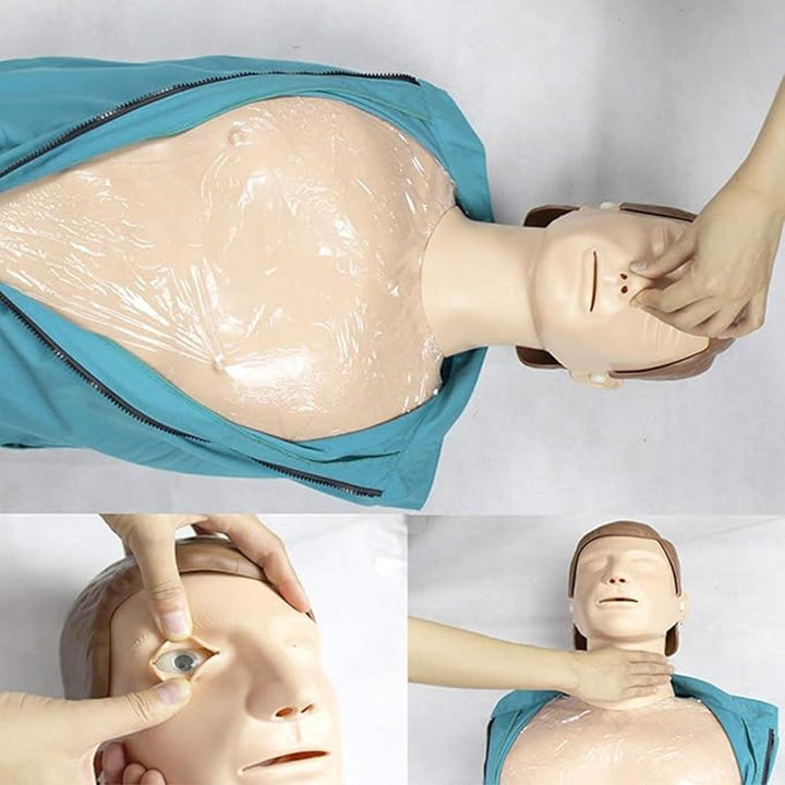 CPR Manikin for Adults, Cardiopulmonary Resuscitation Training Manikin Rubber Half Body, Artificial Ventilation Human Model A