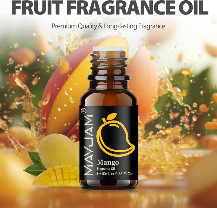 Fruity Fragrance Oil Set 8 X 10ML, Essential Oils Set for Diffuser - Aromatherapy, DIY - Mango, Passion Fruit, Strawberry, Watermelon, Coconut, Pineapple, Banana, Grape