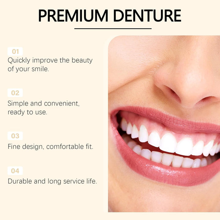 Advanced Full Denture Set,Silicone Reline Denture Set for Women,Soft Denture Reline Kit,Silicone Soft Dentures Repair,Snap on Veneers Teeth Upper & Lower,Silicone Dentures Full Mouth,Full Denture Set