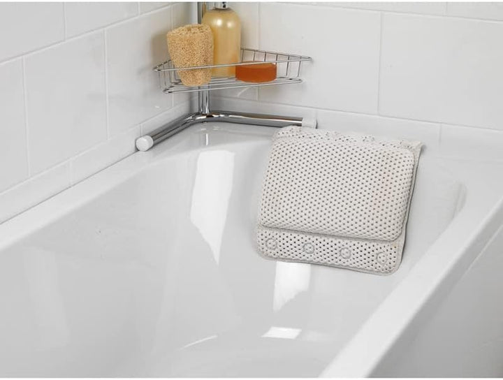 Bathtub Pillow, Luxury Relaxing White Soft Non Slip Cushioned Bath Pillow Waterproof Home Spa Headrest Cushion with 8 Slip Resistant Suction Cups (White)