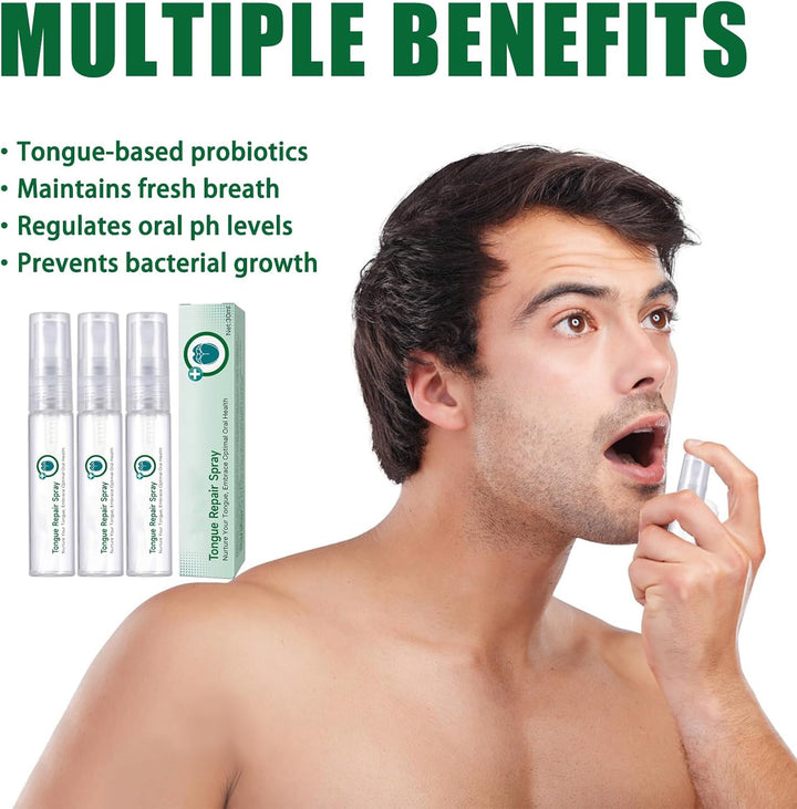 3PCS Dry Mouth Spray,Tongue Moisturizing Spray,Instant Dry Mouth Relief,Tongue Repair Spray,Fissured Tongue Relief Spray,Fresh Breath Spray,Remove Odor,Natural Ingredients,Alcohol Free(30Ml)