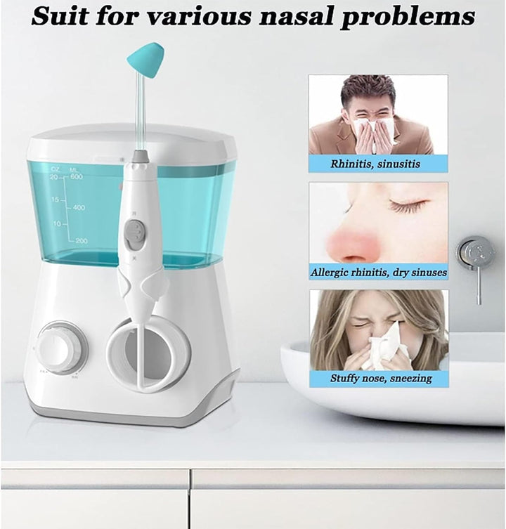 Nasal Wash Electric Neti Pot System for Sinus Relief - Pulsating Sinus Irrigation for Stuffy Nose & Allergy Relief - Nasal Rinse System