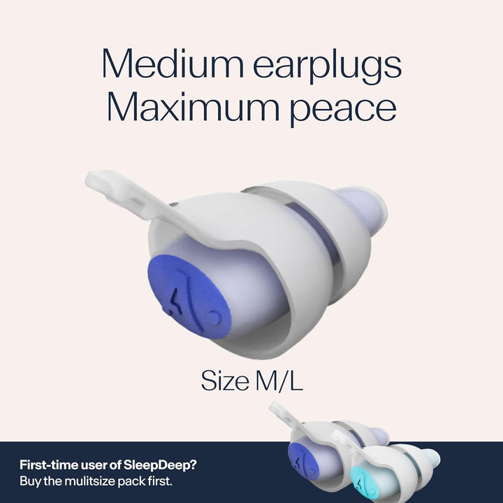 Sleepdeep – Ear Plugs for Sleep - New 3D Oval Shape and Super Soft Reusable Noise Cancelling Ear Plugs - 27Db Noise Reduction - Ideal for Side Sleepers and Block Out Snoring (M/L)