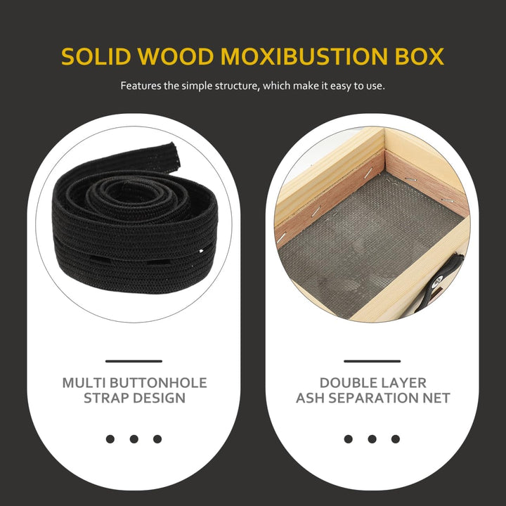 Wooden Moxibustion Box with Handle - Dual Column Moxa Holder for Home Use, Promotes Circulation and Disperses Cold, Ideal for Health Centers and Beauty Clubs (17X13X9.5Cm)